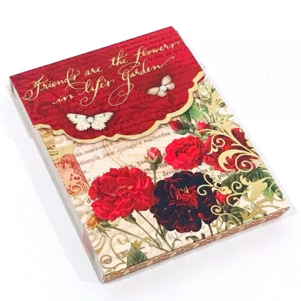 Punch Studio Embellished Mini Notepad ~ Friends Garden (60756)